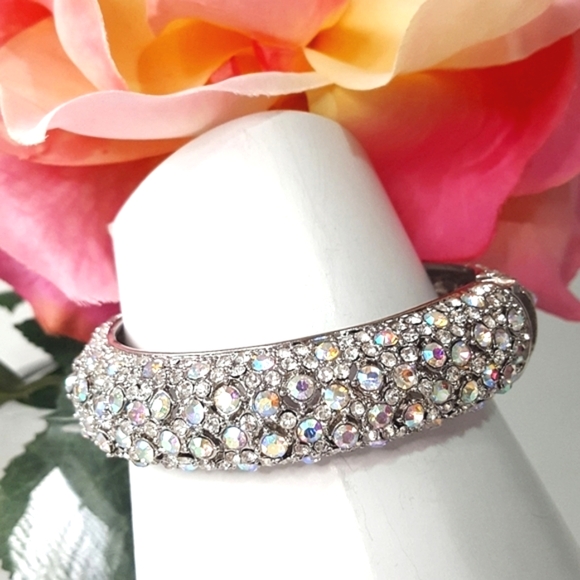 Multicolor🌸Faux Rhinestones🌸Chunky Cuff Bangle/Bracelet❤ - Picture 2 of 6